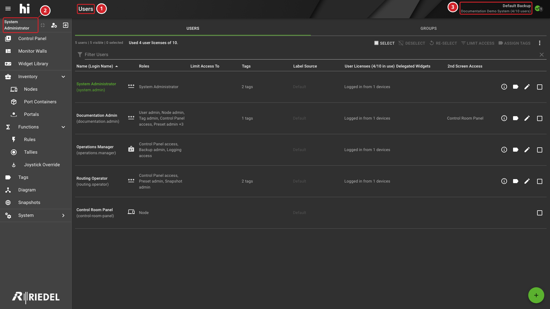 Main hi Web Interface Showing the Top Bar, Side Menu, and Content Area