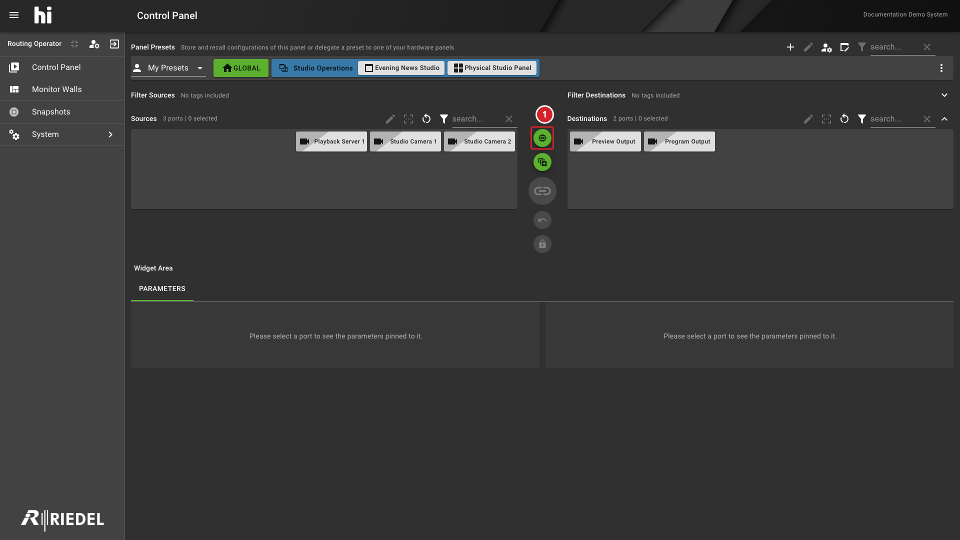 Control Panel Snapshot Creation Icon