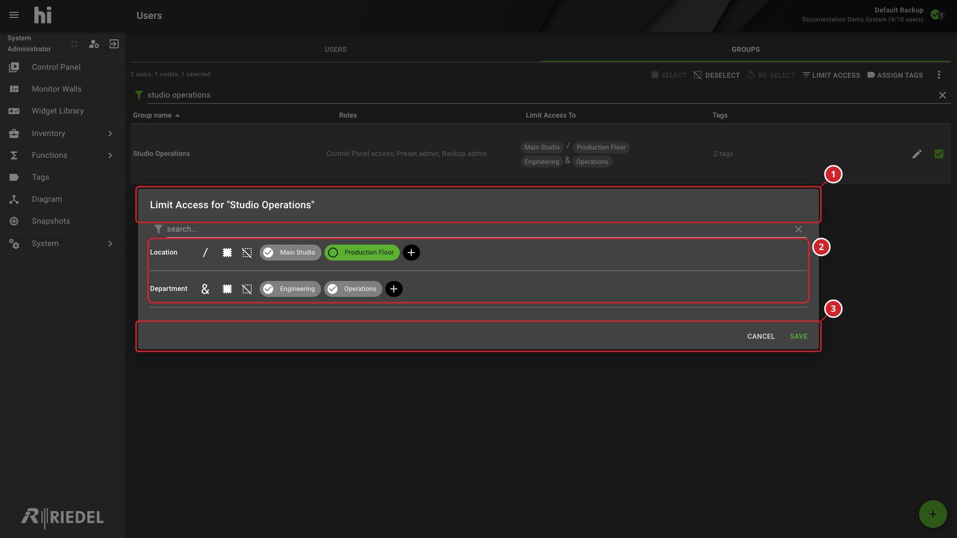 Limit Access Dialog with a Group Tag Pre-filter