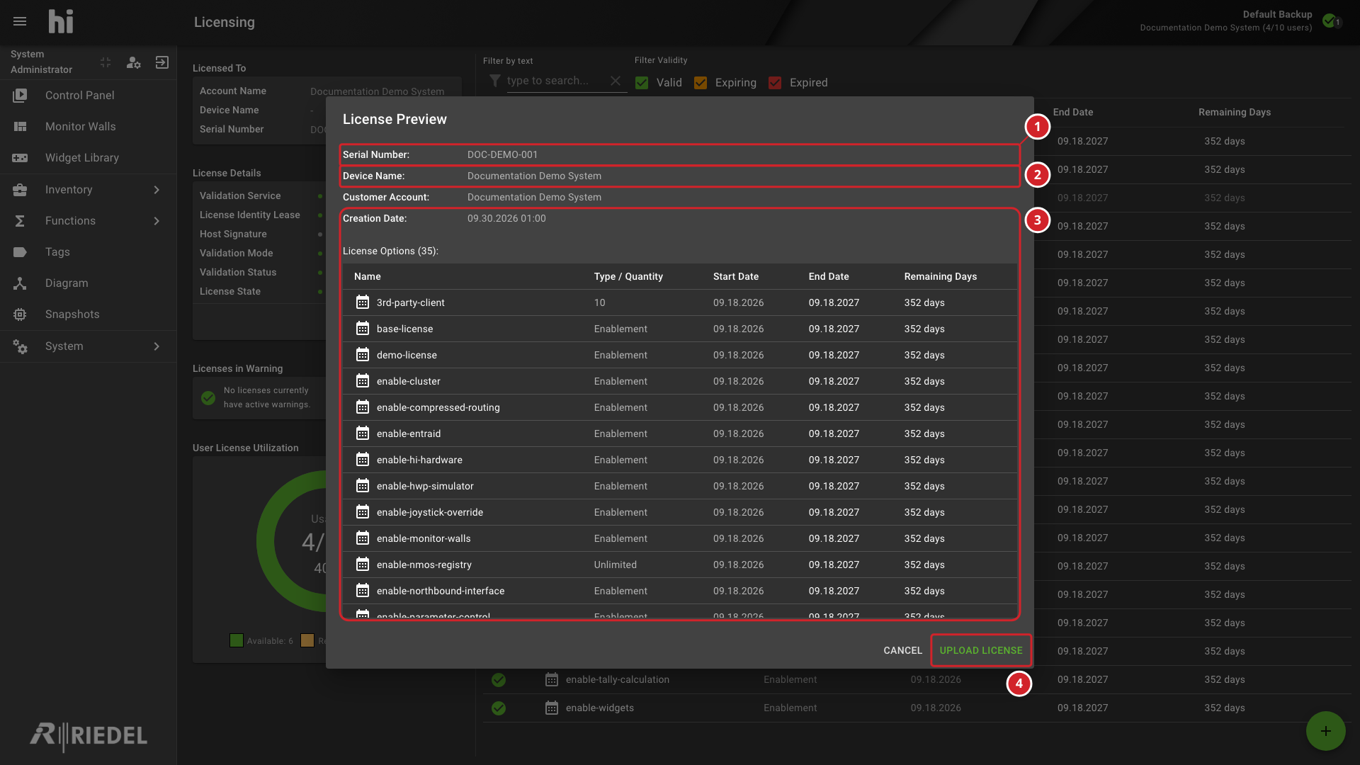 License File Preview and Activation Action