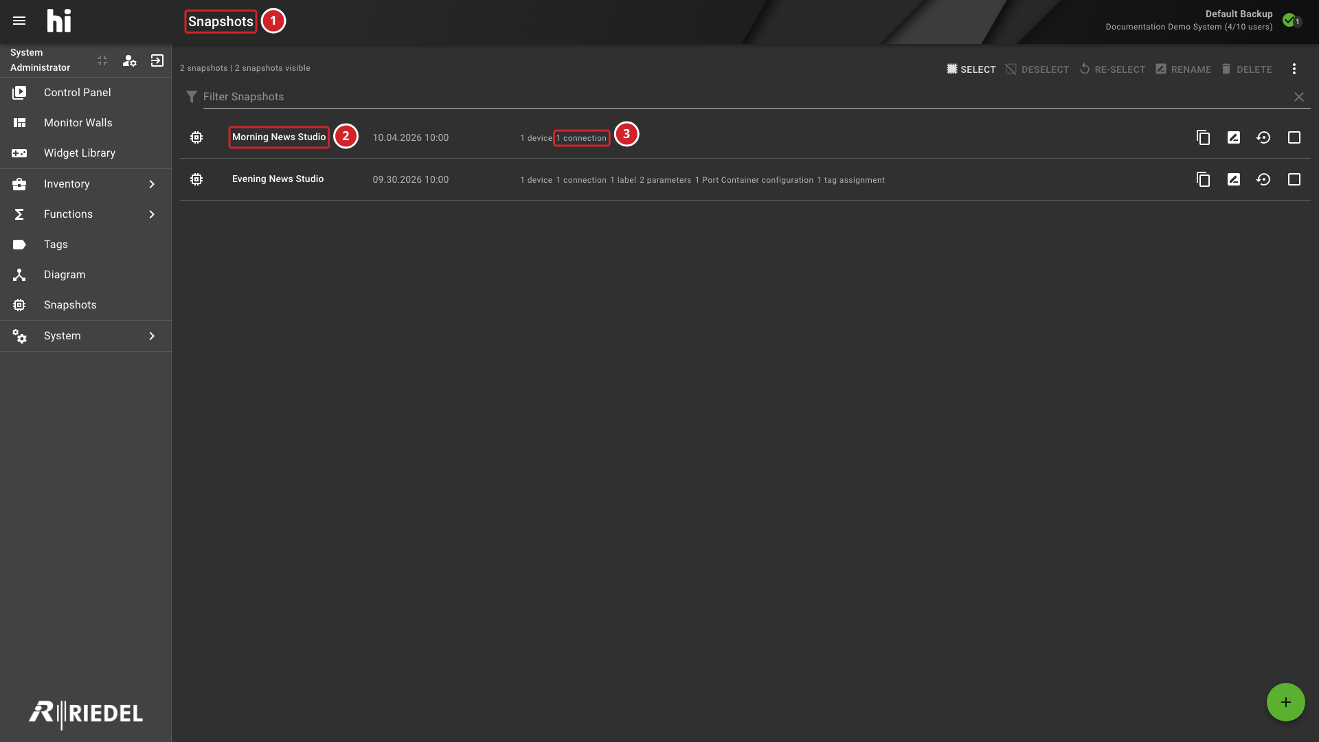 New Snapshot Listed with Its Saved Connection