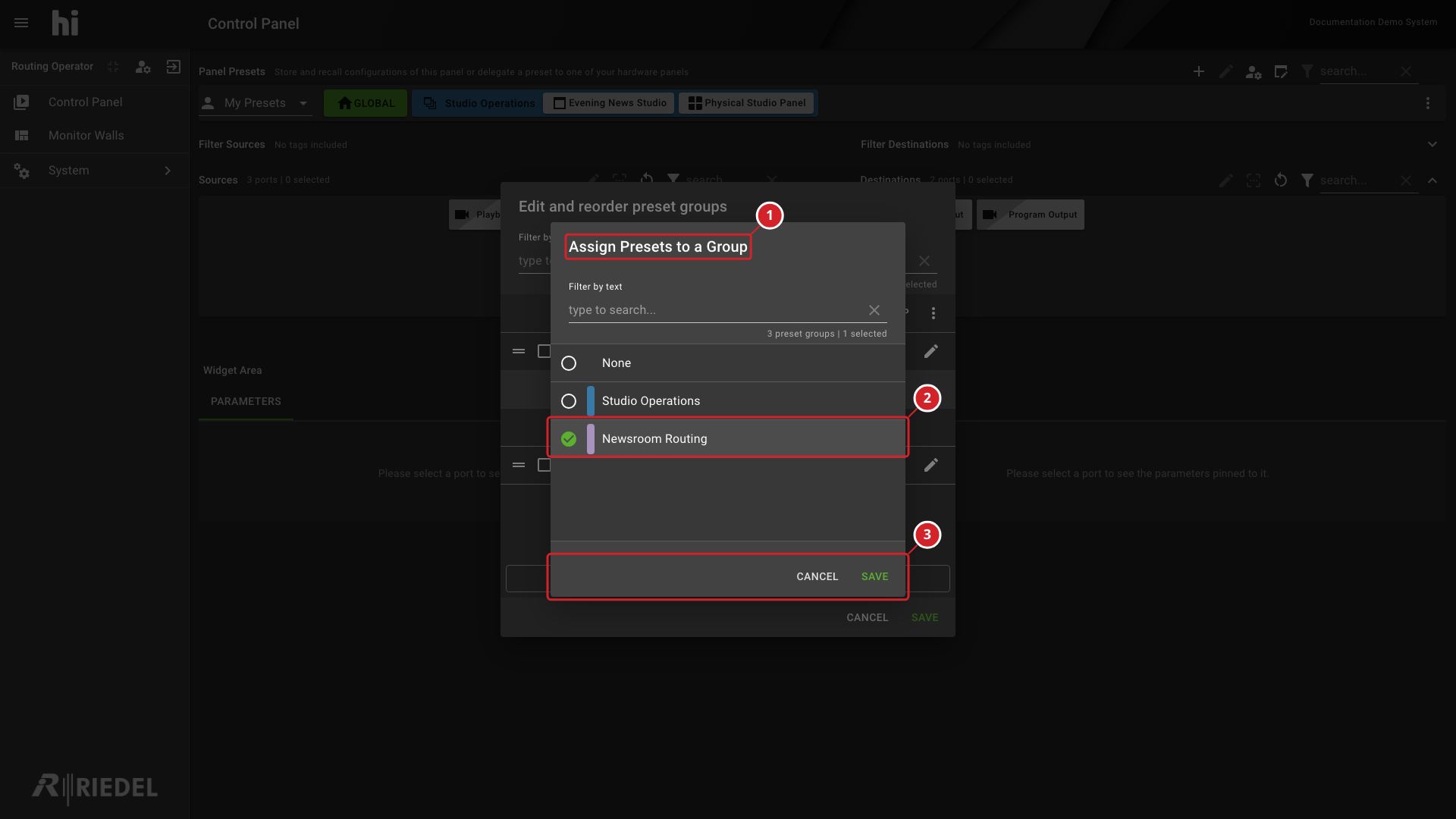 Preset Assignment to the Newsroom Routing Group