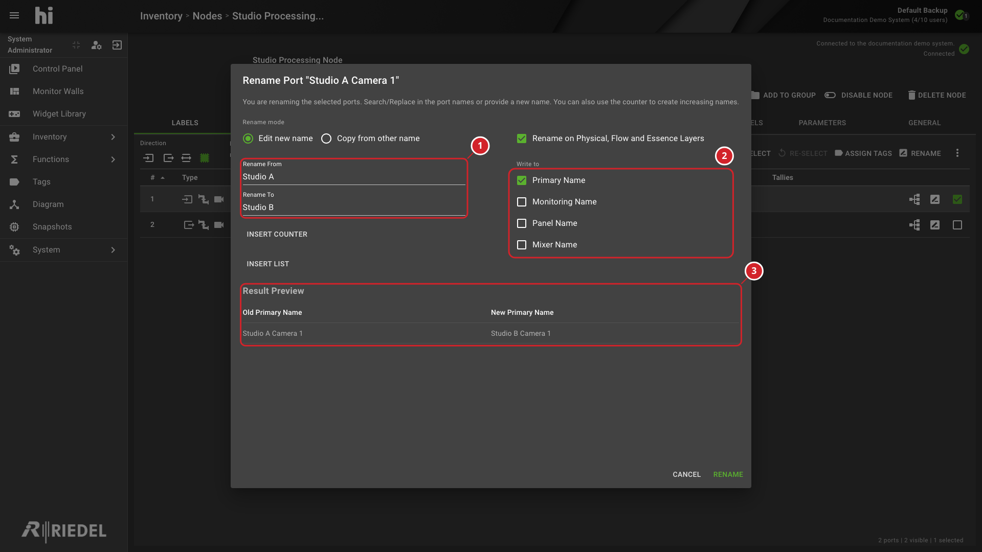 Multi-Rename Dialog Showing Rename Mode, Find-and-Replace Fields, Write Targets, and Result Preview