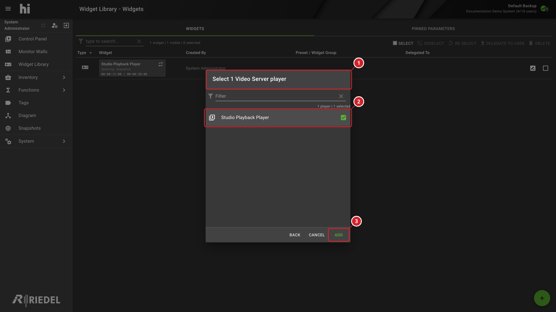 Video Server Player Selection for a New Widget