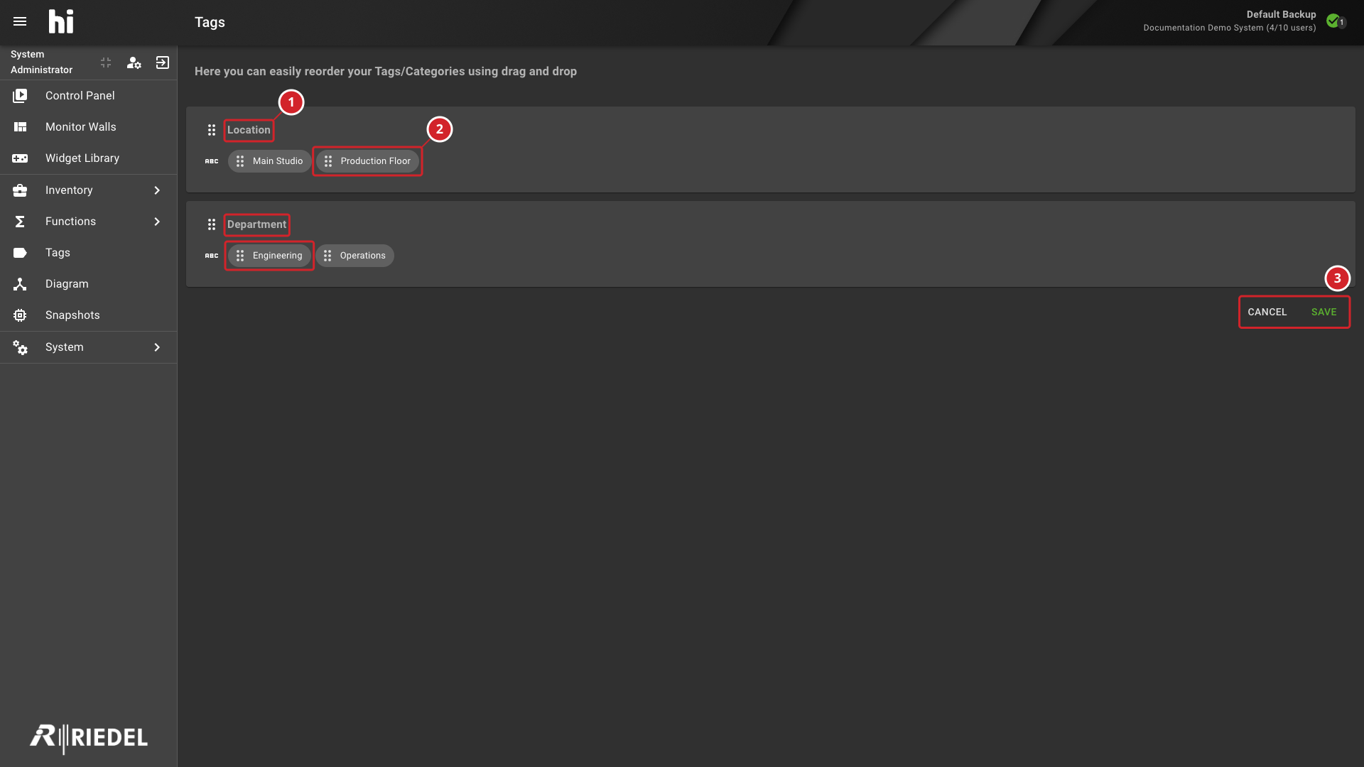 Tag Reorder View with Protected System Category and Save Controls