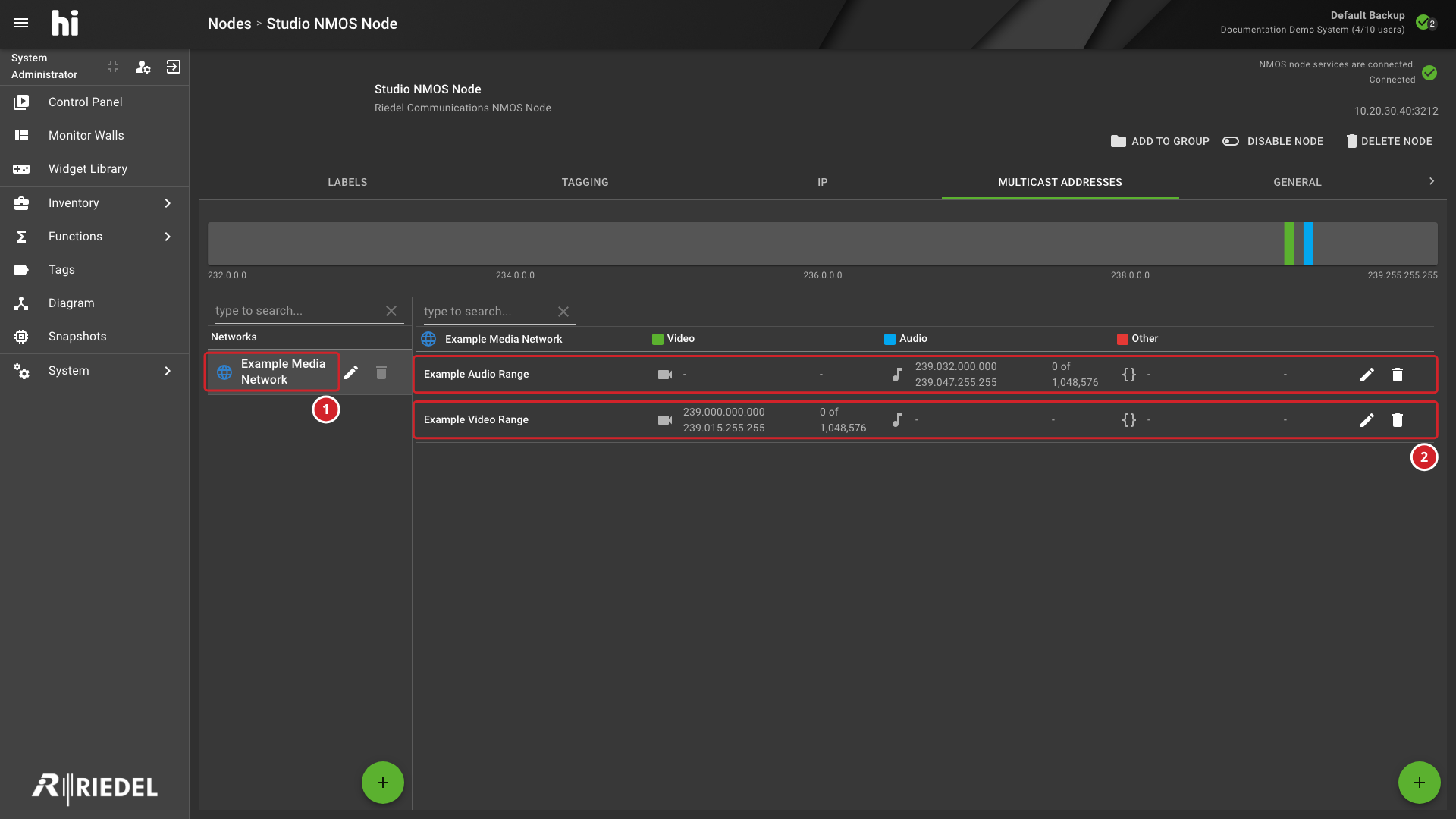 Illustrative NMOS Multicast Network and Address Ranges