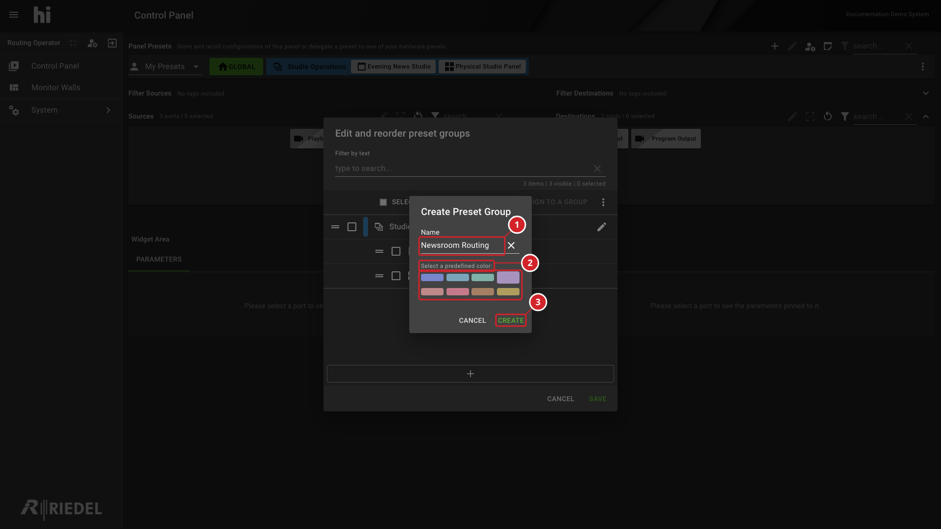 Create Preset Group Name and Color Controls