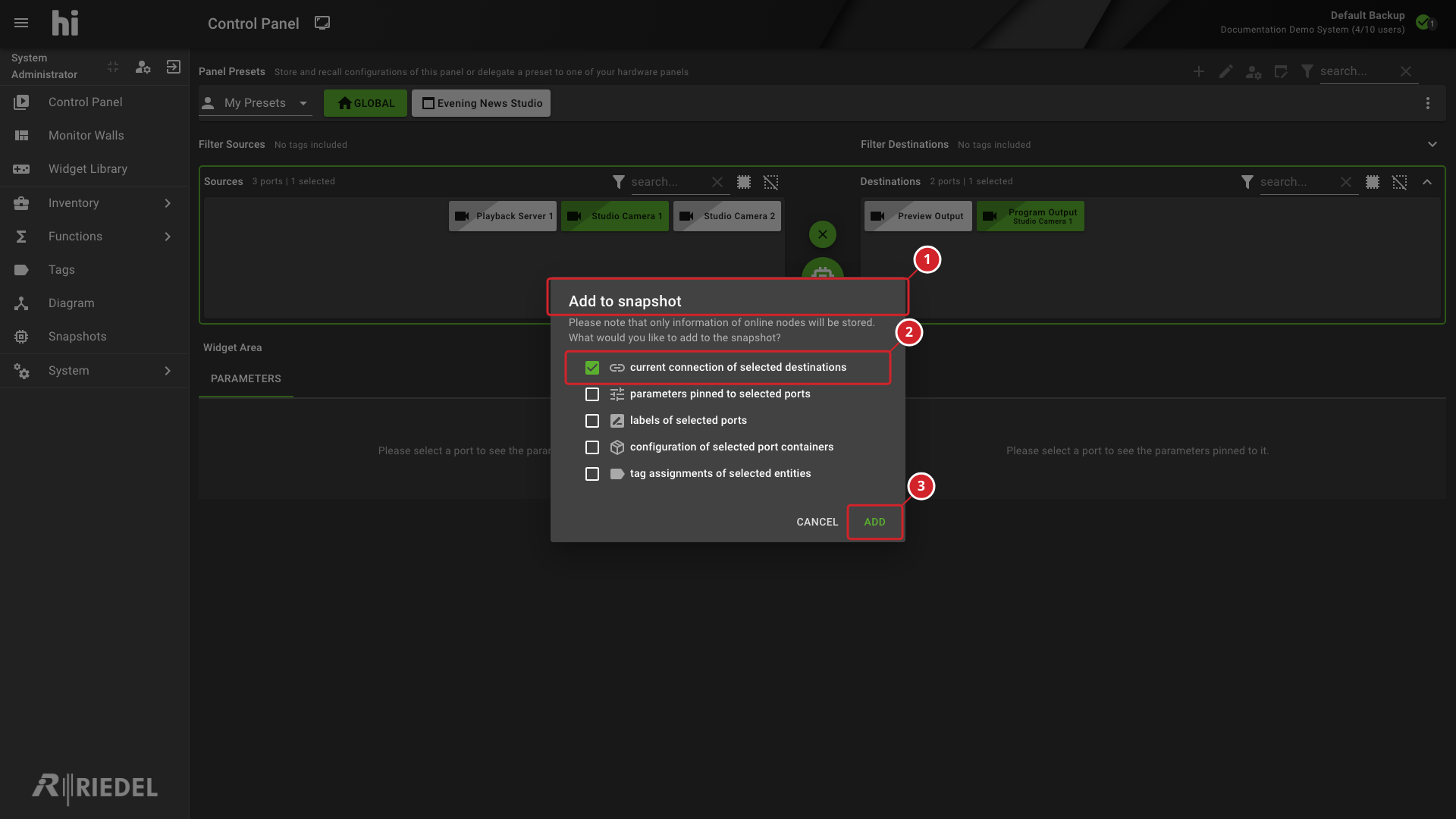 New Snapshot Component Selection