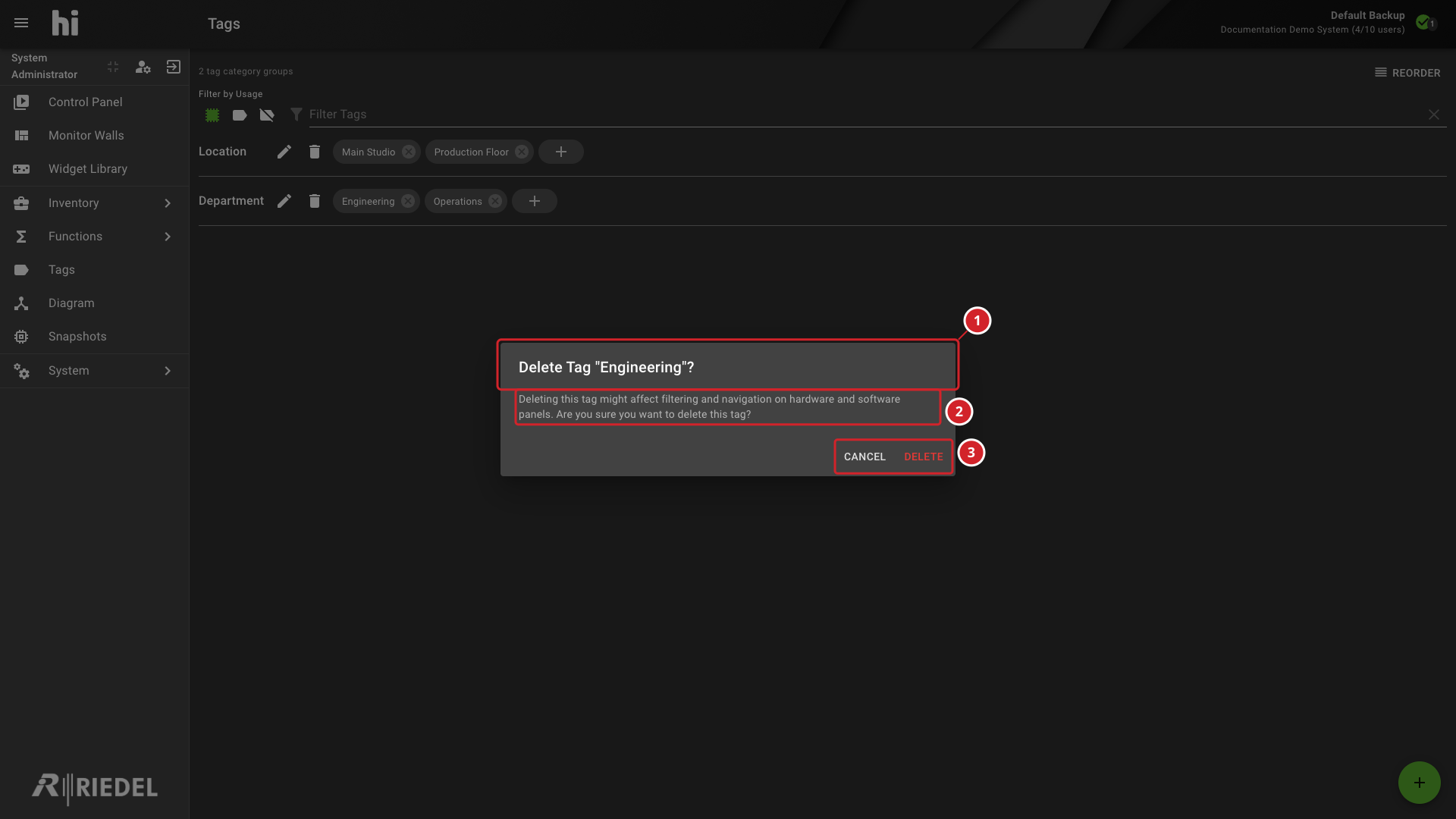 Unused Tag Filter and Preset Impact Warning