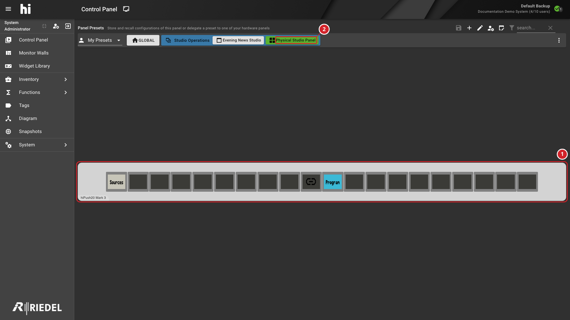 Hardware Panel Simulator Rendering a Delegated Preset