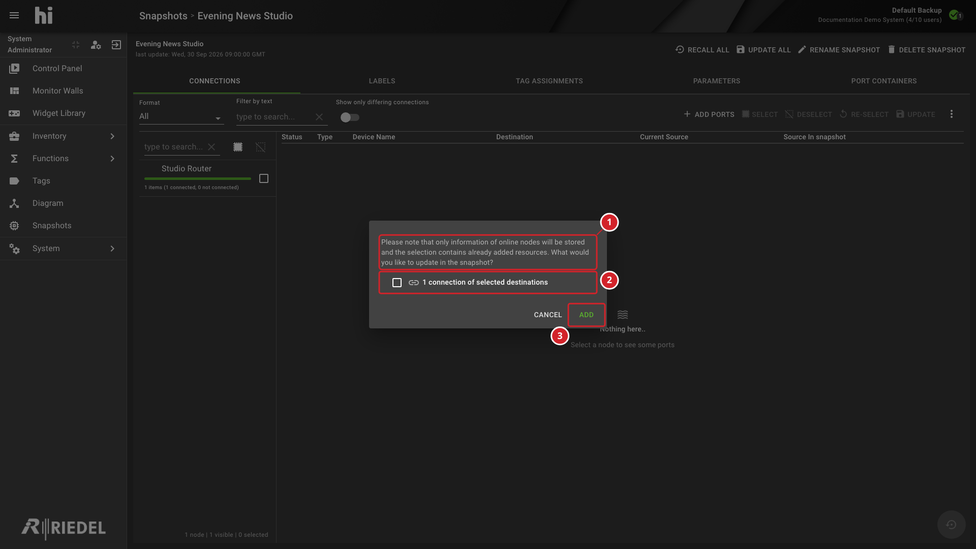 Add Ports Confirmation Preserving Saved Connections