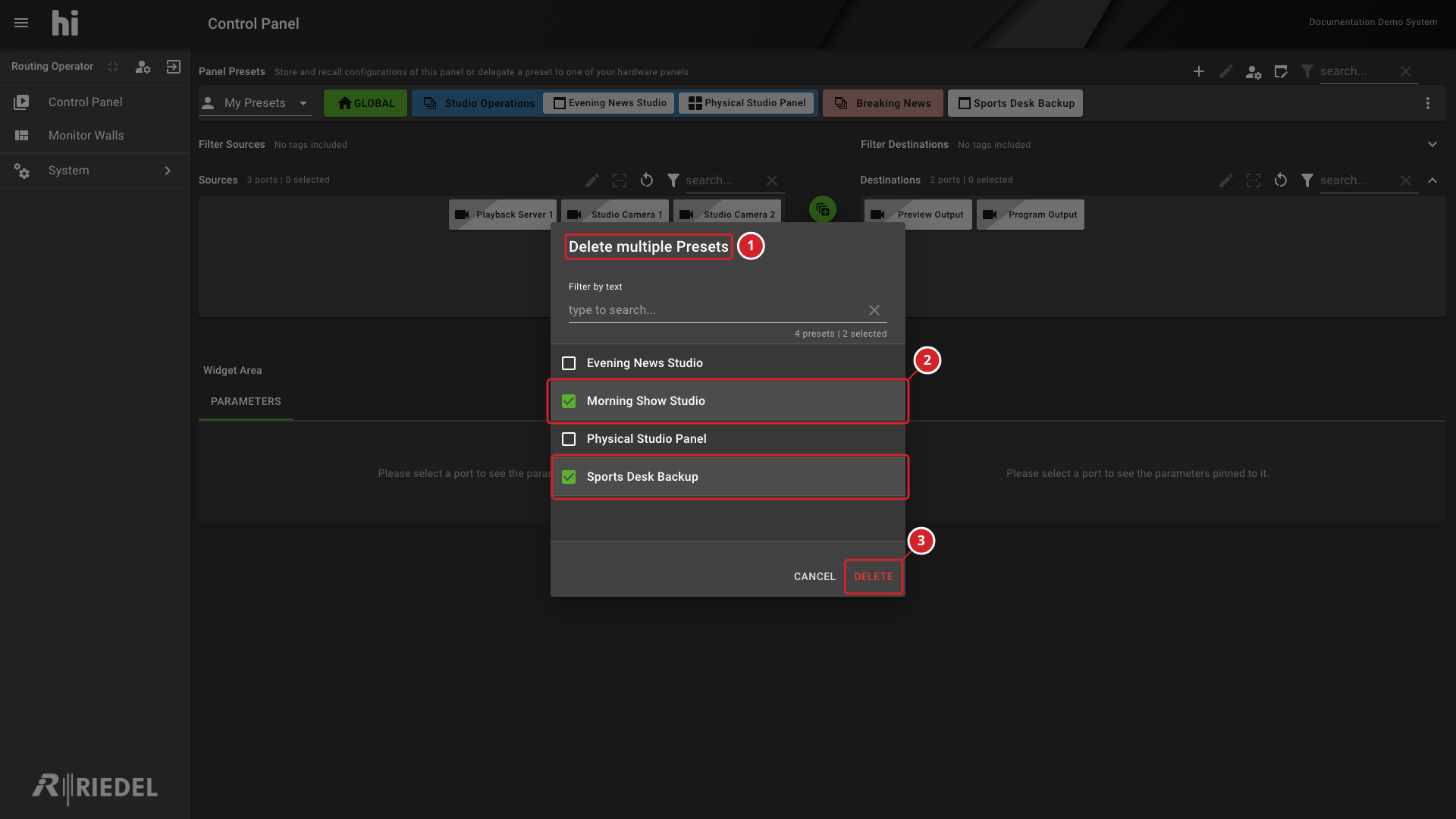 Delete Multiple Presets Dialog With Two Presets Selected