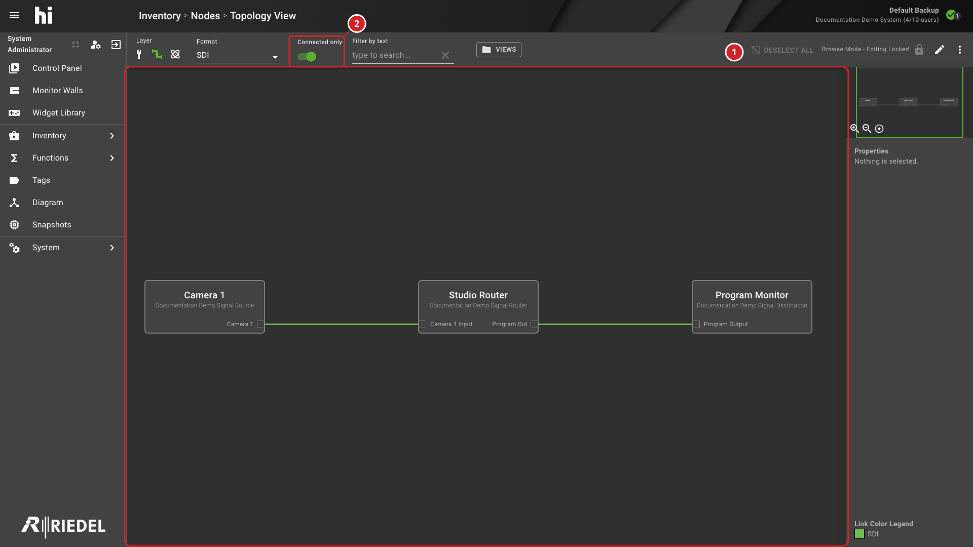 Example Topology Showing Nodes and the Connected Only Control