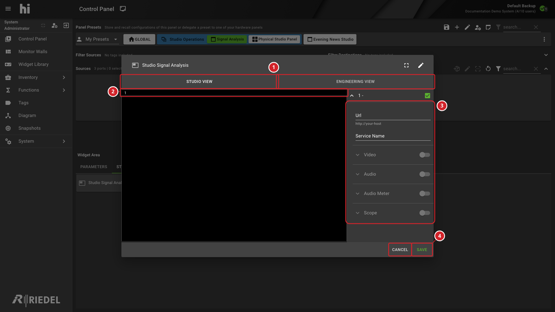 VB440 Widget with Preset Tabs and Display Settings