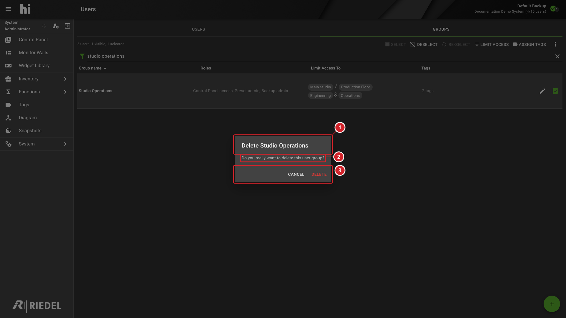 User Group Deletion Confirmation and Impact Prompt