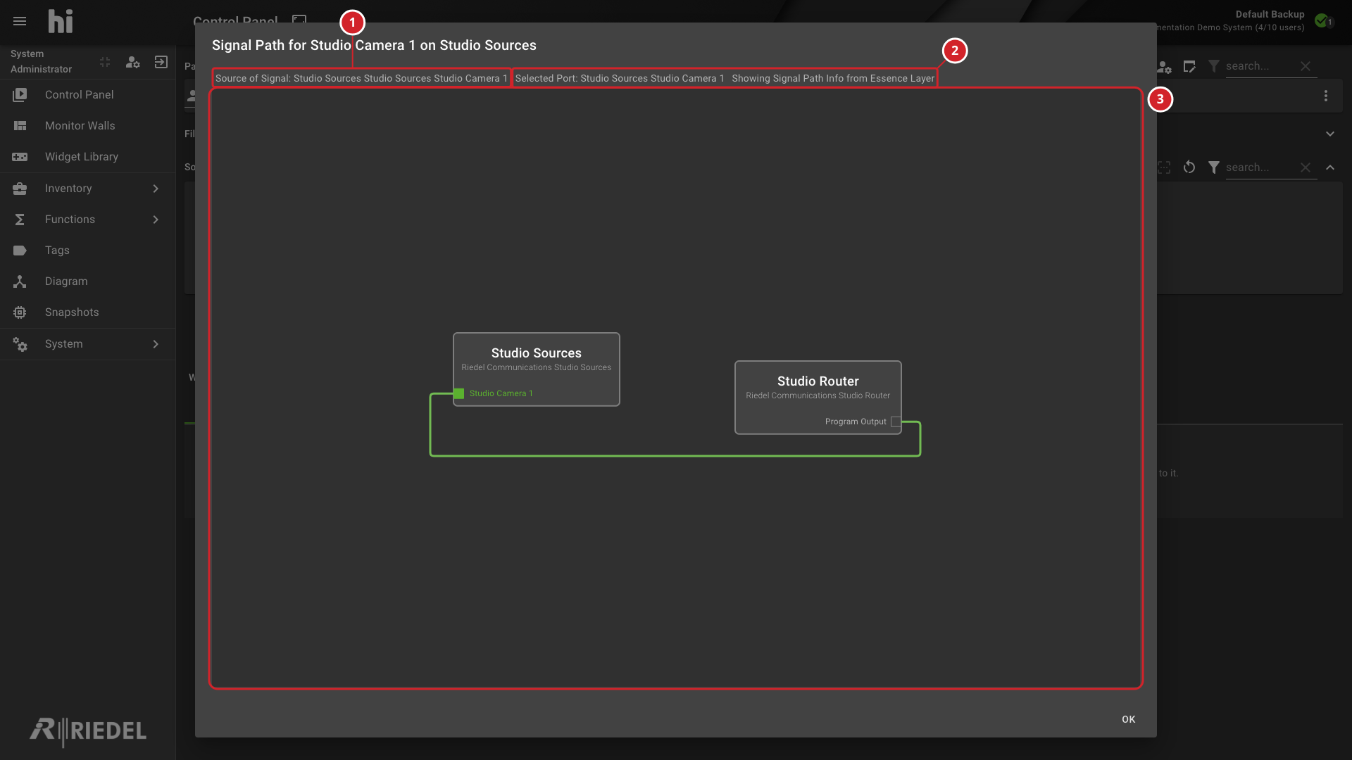 Signal Path Inspector Showing the Path Summary and Source-to-Destination Diagram